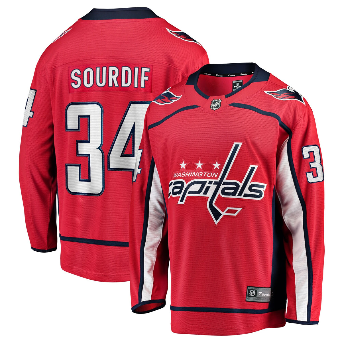 Men's Washington Capitals Justin Sourdif Fanatics Red Home Breakaway Jersey