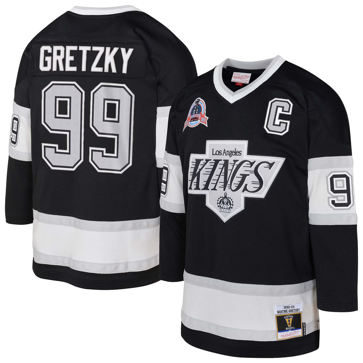 Youth Los Angeles Kings Wayne Gretzky Mitchell & Ness Black 1992_93 Captain Patch Power Play Player Jersey