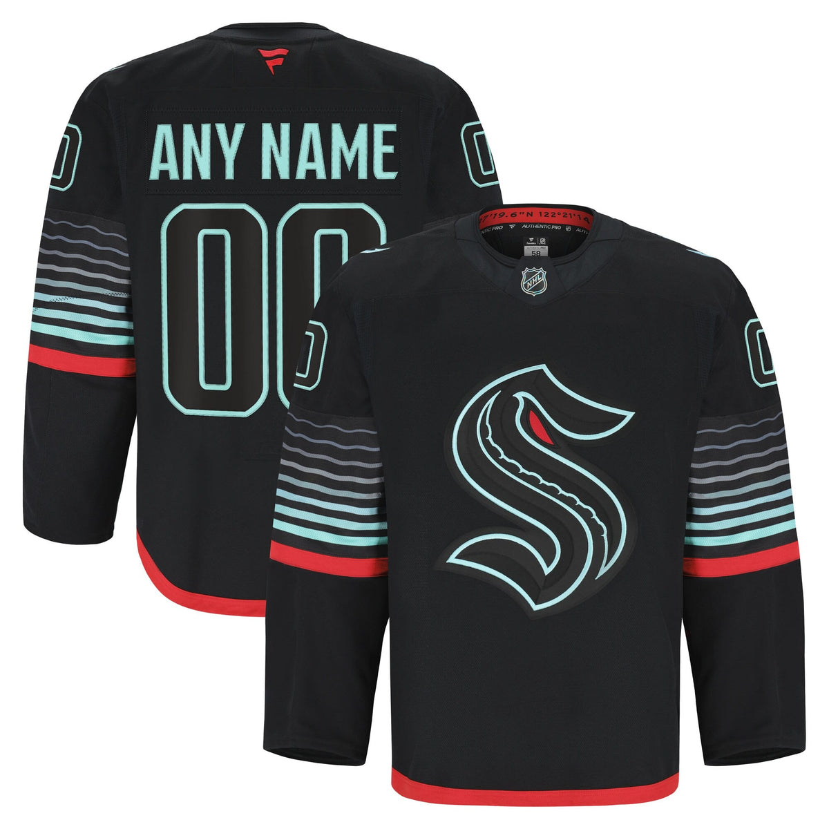 Men's Seattle Kraken Fanatics Black Alternate Authentic Pro Custom Jersey