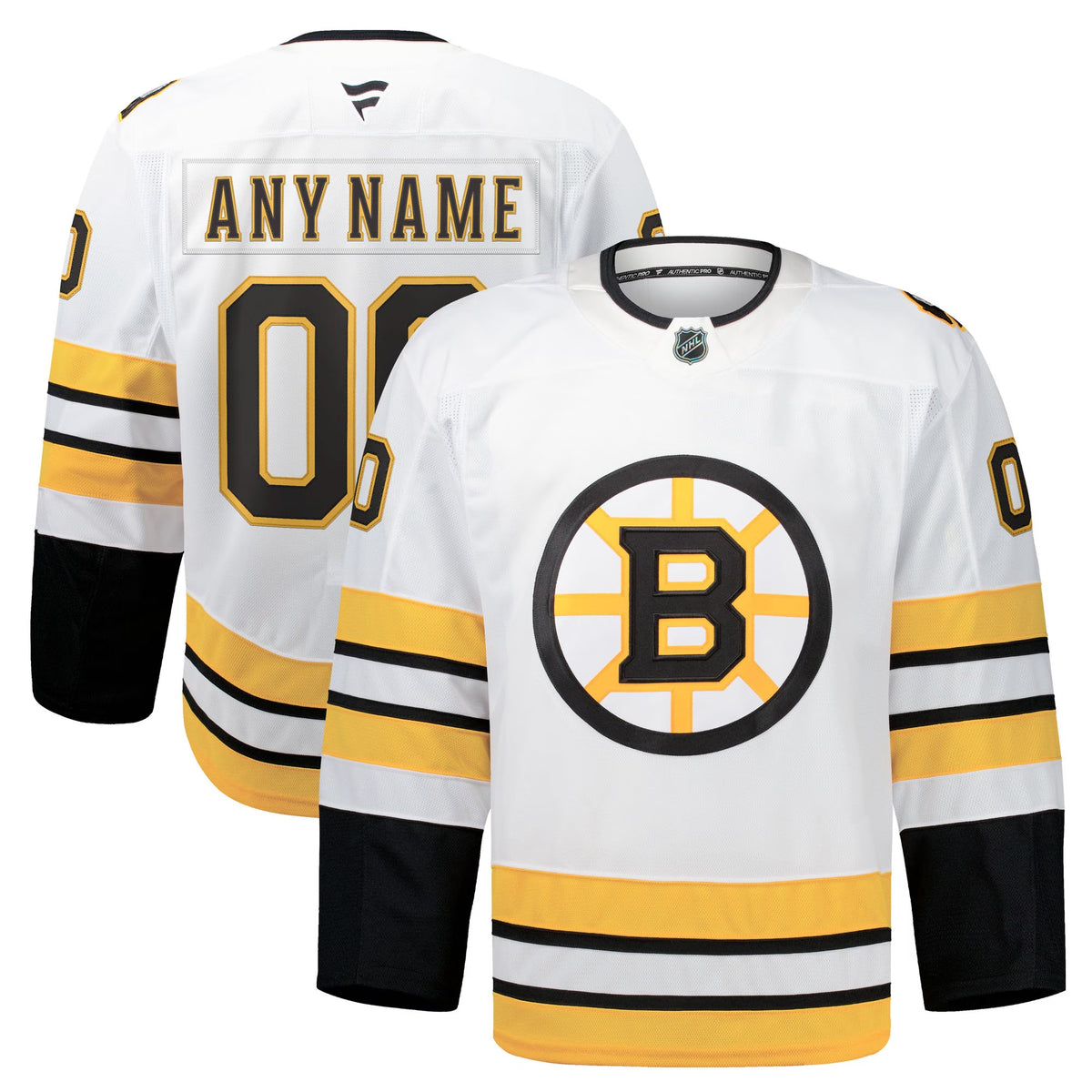 Men's Boston Bruins Fanatics White Away Authentic Pro Custom Jersey