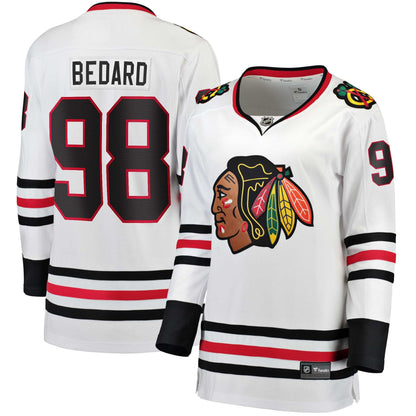 Women's Chicago Blackhawks Connor Bedard Fanatics White Away Breakaway Jersey