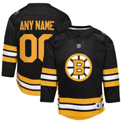 Youth Boston Bruins Black Home Custom Replica Jersey
