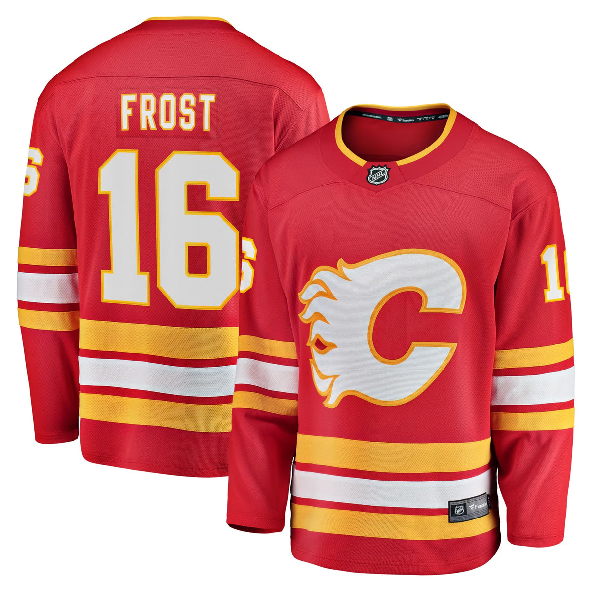Men's Calgary Flames Morgan Frost Fanatics Red Home Breakaway Jersey