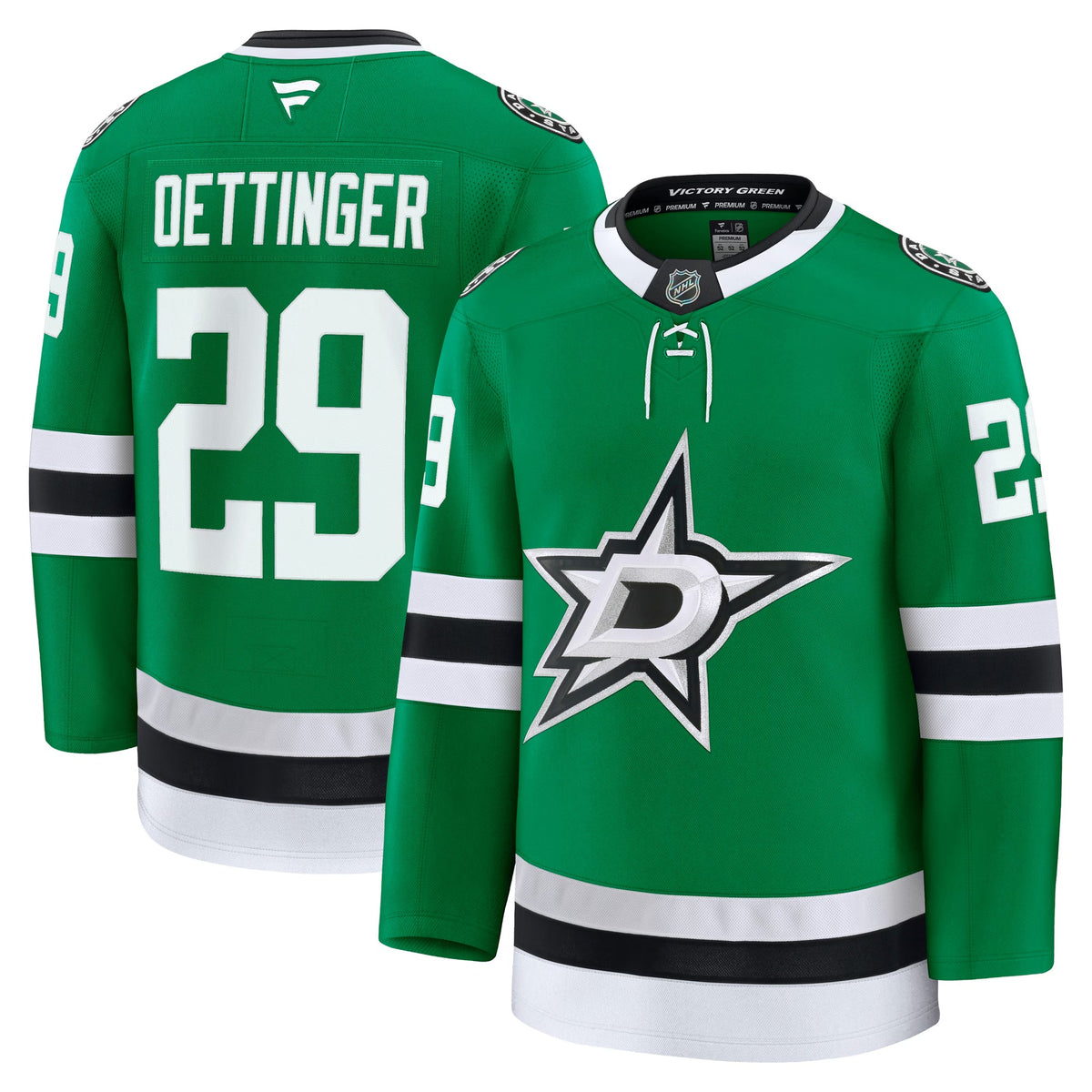 Men's Dallas Stars Jake Oettinger Fanatics Kelly Green Home Premium Jersey