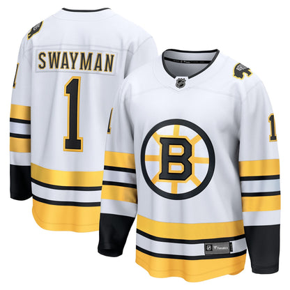 Men's Boston Bruins Jeremy Swayman Fanatics White Away Breakaway Player Jersey