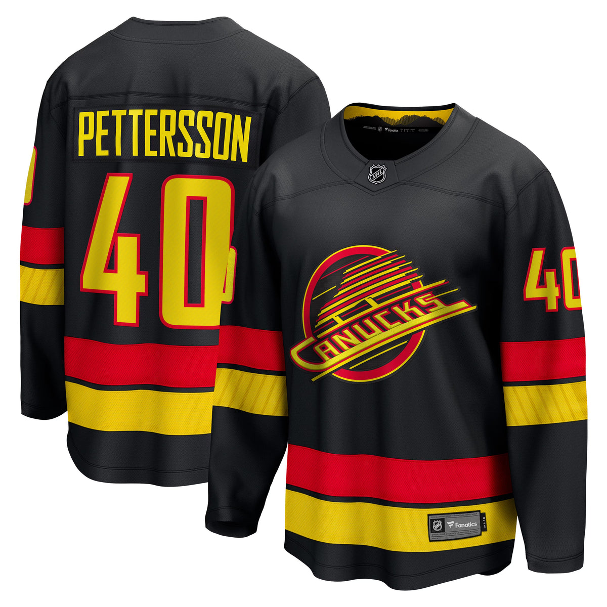 Men's Vancouver Canucks Elias Pettersson Fanatics Black Breakaway Jersey