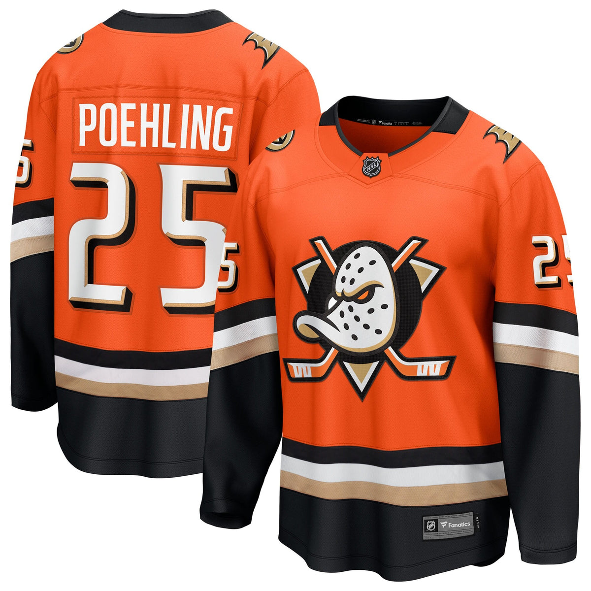 Men's Anaheim Ducks Ryan Poehling Fanatics Orange Home Breakaway Jersey