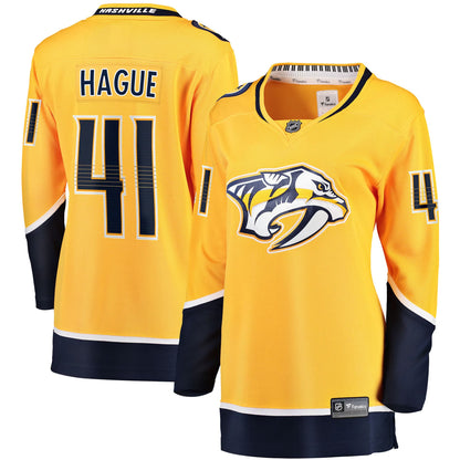 Women's Nashville Predators Nicolas Hague Fanatics Gold Home Breakaway Jersey