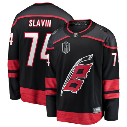 Men's Carolina Hurricanes Jaccob Slavin Fanatics Black 2026 Stanley Cup Final Home Breakaway Jersey