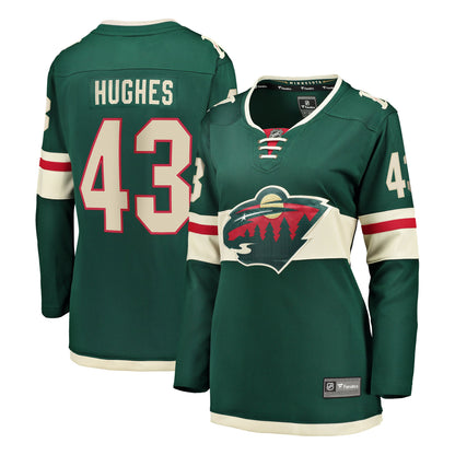 Women's Minnesota Wild Quinn Hughes Fanatics Green Home Breakaway Jersey
