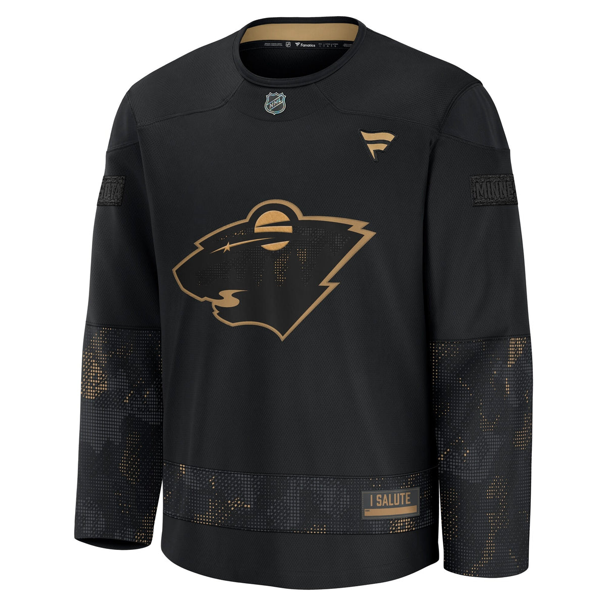 Men's Minnesota Wild Fanatics Black 2024 Military Appreciation Practice Jersey