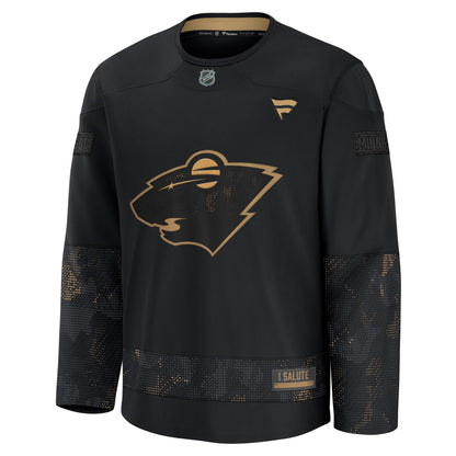 Men's Minnesota Wild Fanatics Black 2024 Military Appreciation Practice Jersey