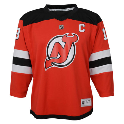 Youth New Jersey Devils Nico Hischier Red Captain Patch Home Replica Player Jersey