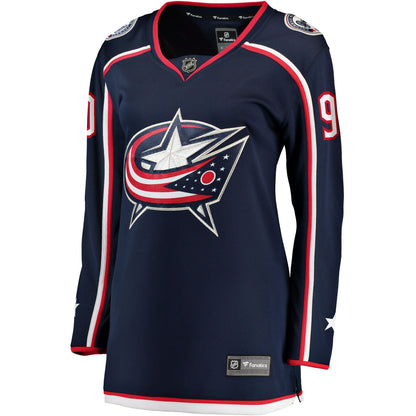Women's Columbus Blue Jackets Elvis Merzlikins Fanatics Navy Home Breakaway Jersey