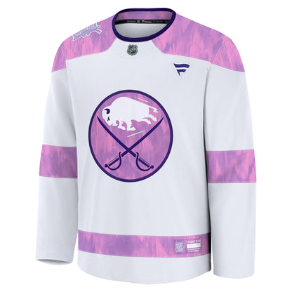 Men's Buffalo Sabres Fanatics White Hockey Fights Cancer Survivor Practice Jersey