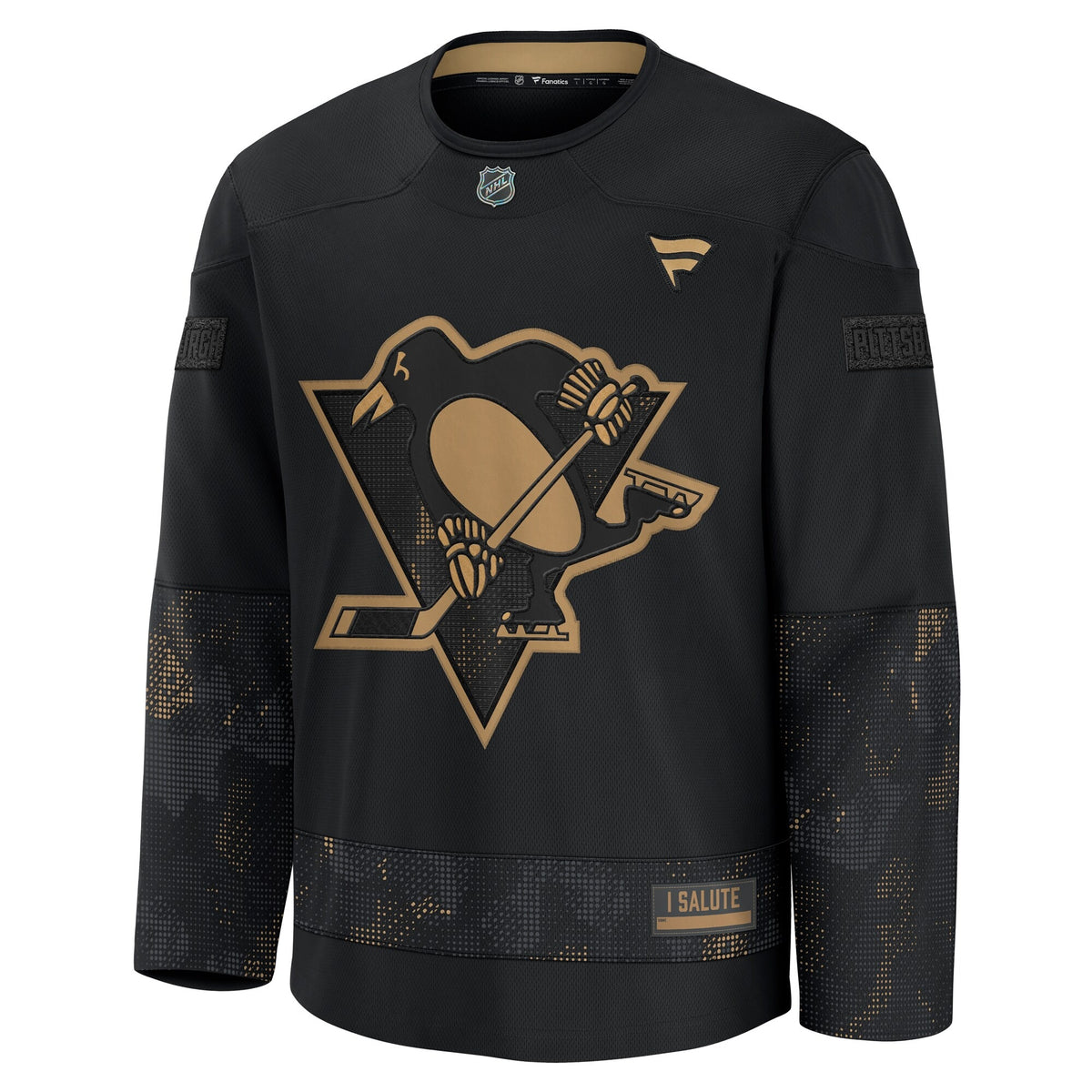 Men's Pittsburgh Penguins Fanatics Black 2024 Military Appreciation Practice Jersey