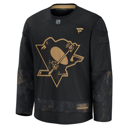 Men's Pittsburgh Penguins Fanatics Black 2024 Military Appreciation Practice Jersey