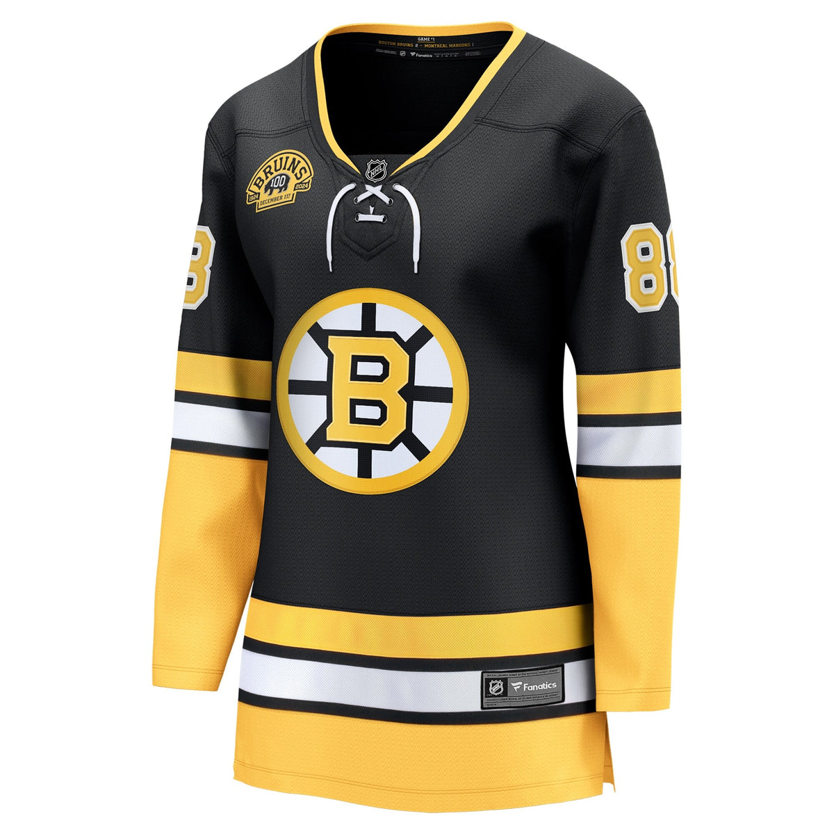 Women's Boston Bruins David Pastrnak Fanatics Black 100th Anniversary Breakaway Jersey
