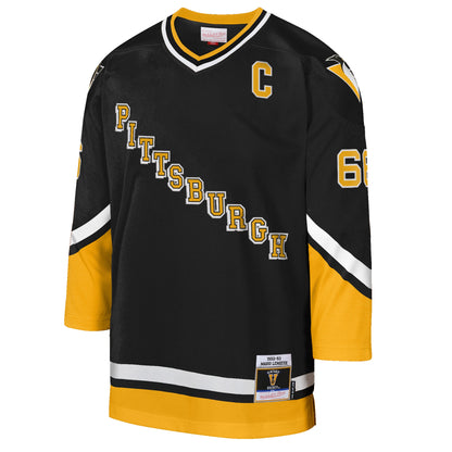 Youth Pittsburgh Penguins Mario Lemieux Mitchell & Ness Black 1992_93 Captain Patch Power Play Player Jersey