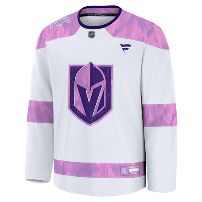 Men's Vegas Golden Knights Fanatics White Hockey Fights Cancer Survivor Practice Jersey