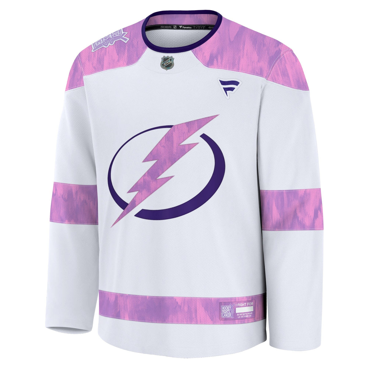 Men's Tampa Bay Lightning Fanatics White 2024 Hockey Fights Cancer Practice Jersey