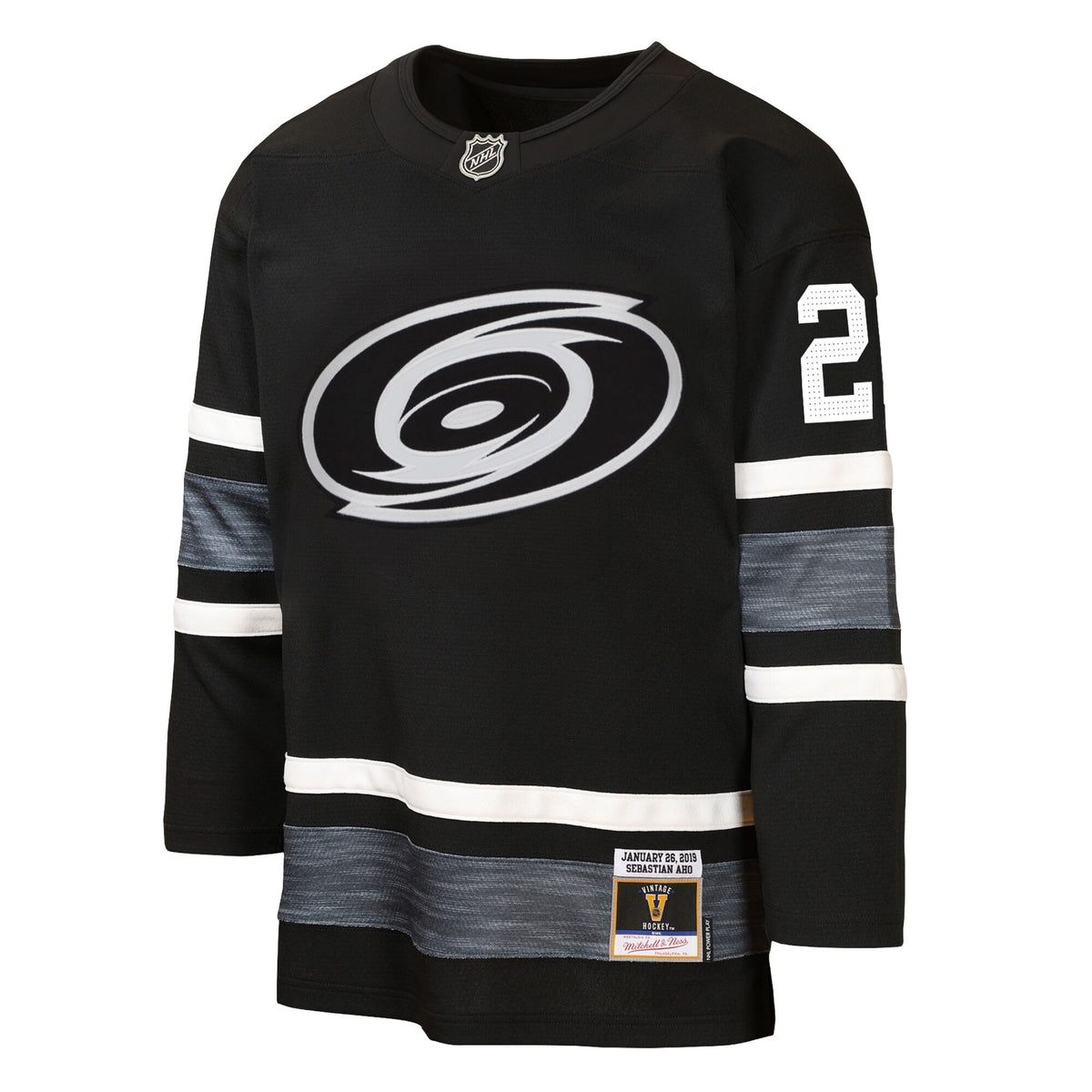 Youth Carolina Hurricanes Sebastian Aho Mitchell & Ness Black 2019 All-Star Game Power Play Jersey