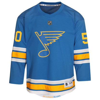 Youth St. Louis Blues Jordan Binnington Blue Home Replica Player Jersey