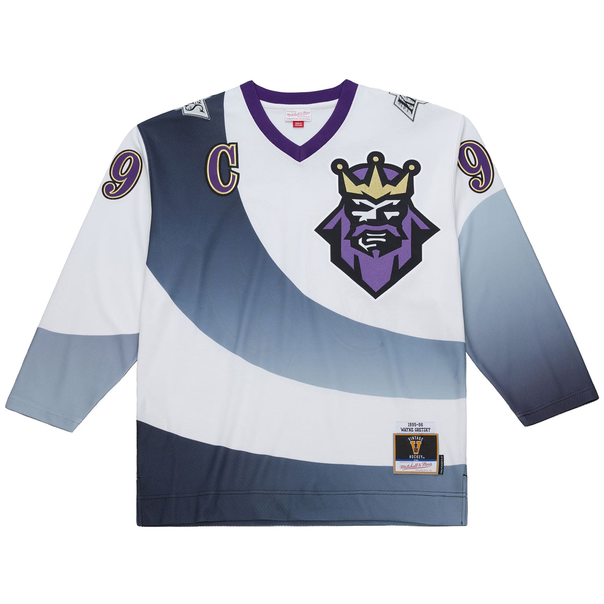Men's Los Angeles Kings Wayne Gretzky Mitchell & Ness White Big & Tall 1995-96 Blue Line 2.0 Jersey