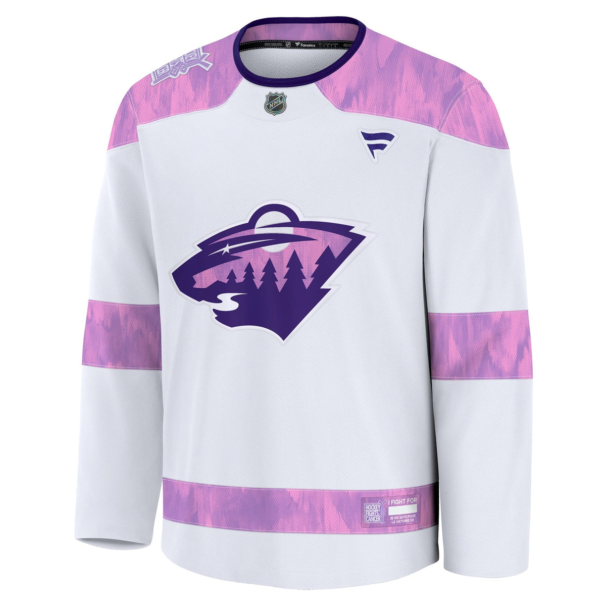 Men's Minnesota Wild Fanatics White 2024 Hockey Fights Cancer Practice Jersey