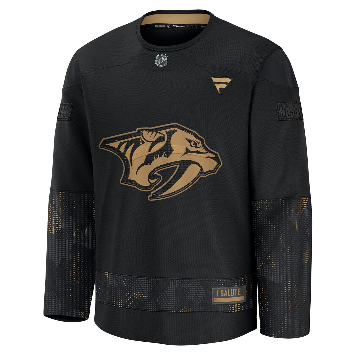 Men's Nashville Predators Fanatics Black 2024 Military Appreciation Practice Jersey