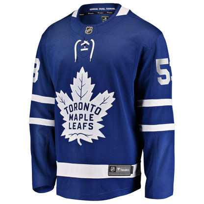 Men's Toronto Maple Leafs Easton Cowan Fanatics Blue Home Breakaway Jersey