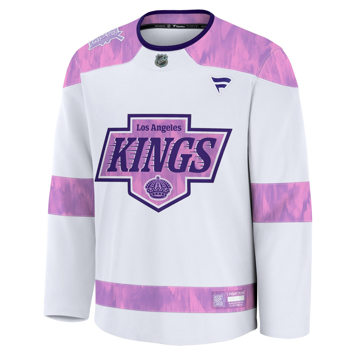 Men's Los Angeles Kings Fanatics White 2024 Hockey Fights Cancer Practice Jersey