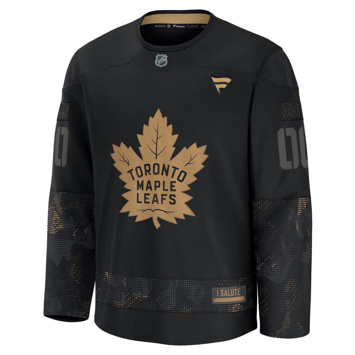 Men's Toronto Maple Leafs Fanatics Black 2024 Military Appreciation Custom Practice Jersey
