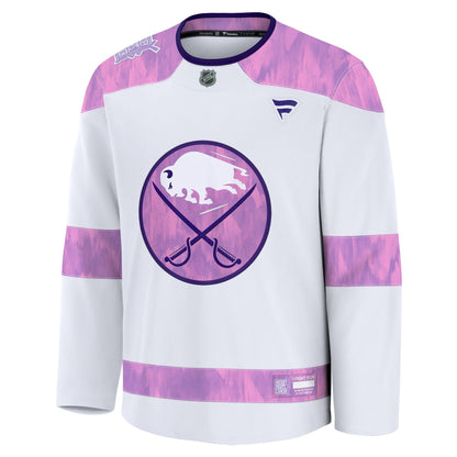 Men's Buffalo Sabres Fanatics White 2024 Hockey Fights Cancer Practice Jersey