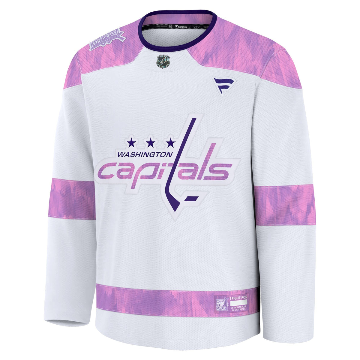 Men's Washington Capitals Fanatics White Hockey Fights Cancer Survivor Practice Jersey