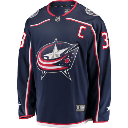 Men's Columbus Blue Jackets Boone Jenner Navy Home Captain Patch Breakaway Player Jersey