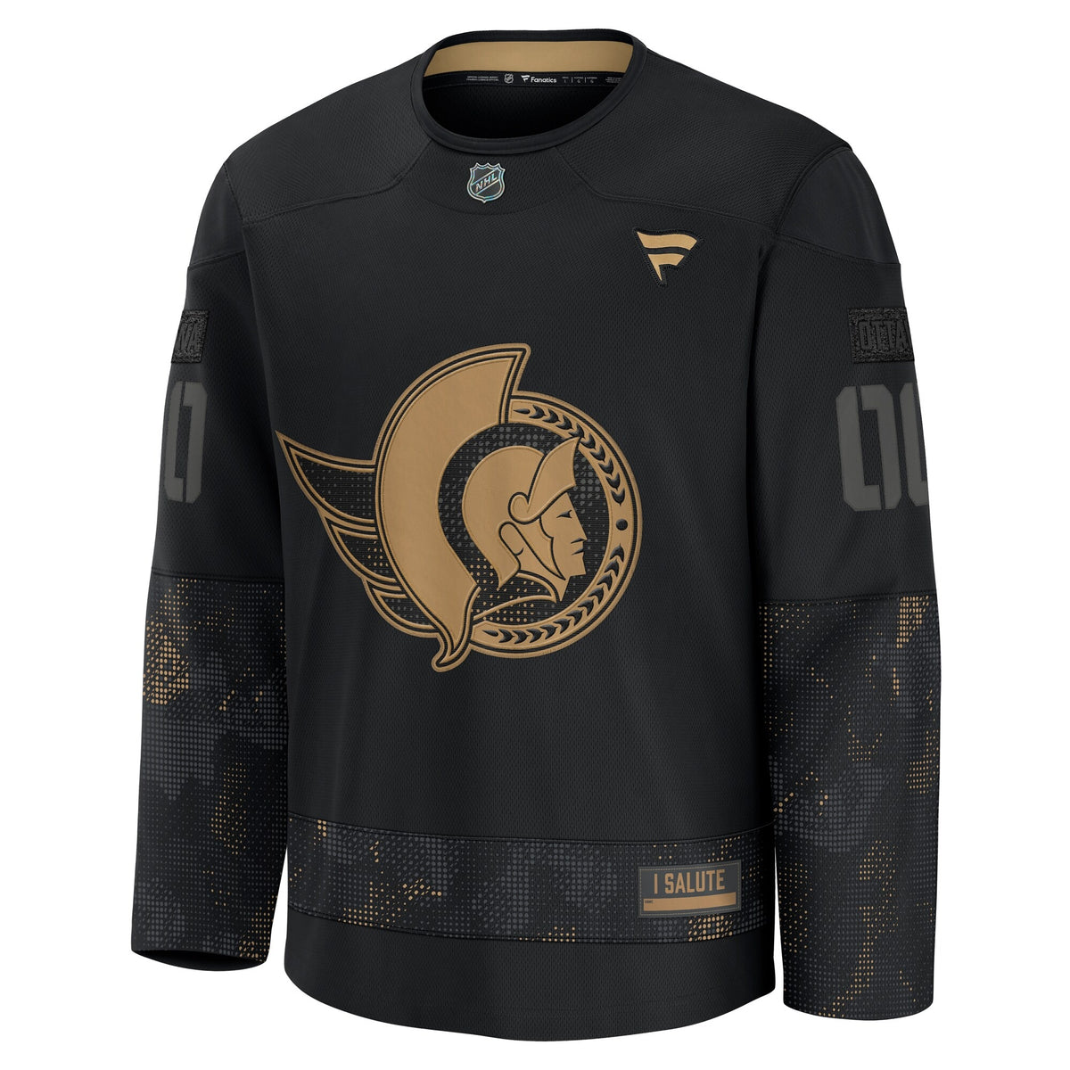 Men's Ottawa Senators Fanatics Black 2024 Military Appreciation Custom Practice Jersey