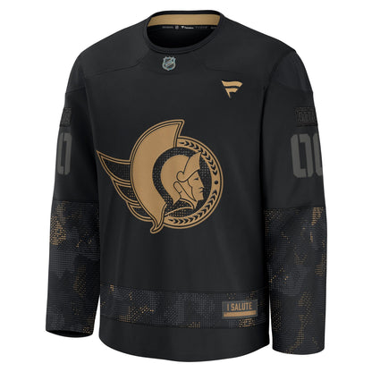 Men's Ottawa Senators Fanatics Black 2024 Military Appreciation Custom Practice Jersey