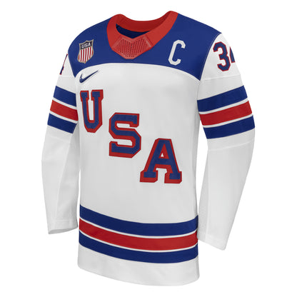 Men's Auston Matthews Nike White US Hockey 2026 Away Replica Jersey