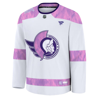 Men's Ottawa Senators Fanatics White 2024 Hockey Fights Cancer Practice Jersey