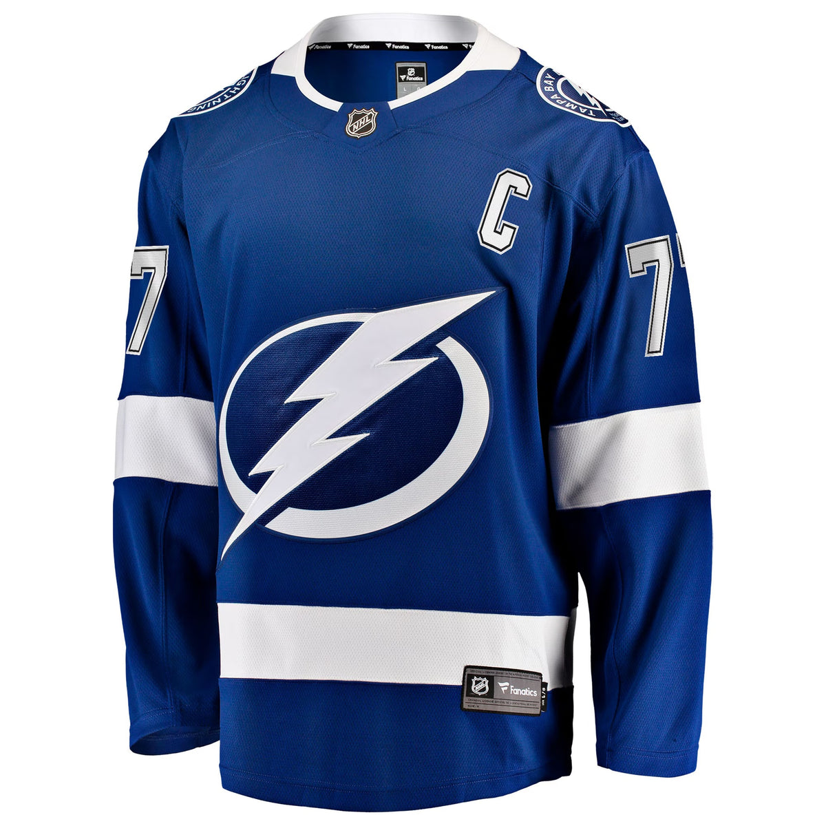 Men's Tampa Bay Lightning Victor Hedman Fanatics Blue Home Captain Patch Breakaway Jersey