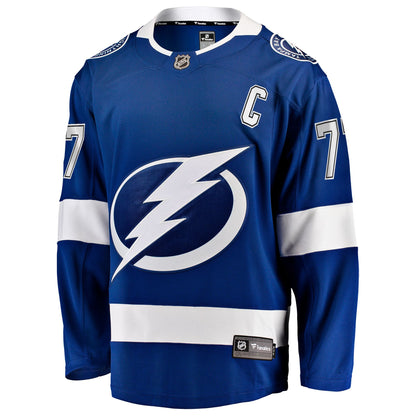 Men's Tampa Bay Lightning Victor Hedman Fanatics Blue Home Captain Patch Breakaway Jersey