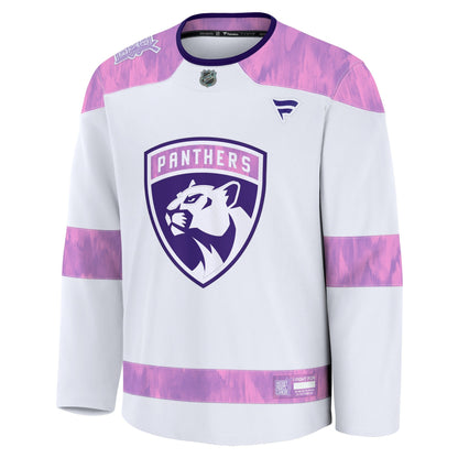 Men's Florida Panthers Fanatics White 2024 Hockey Fights Cancer Practice Jersey