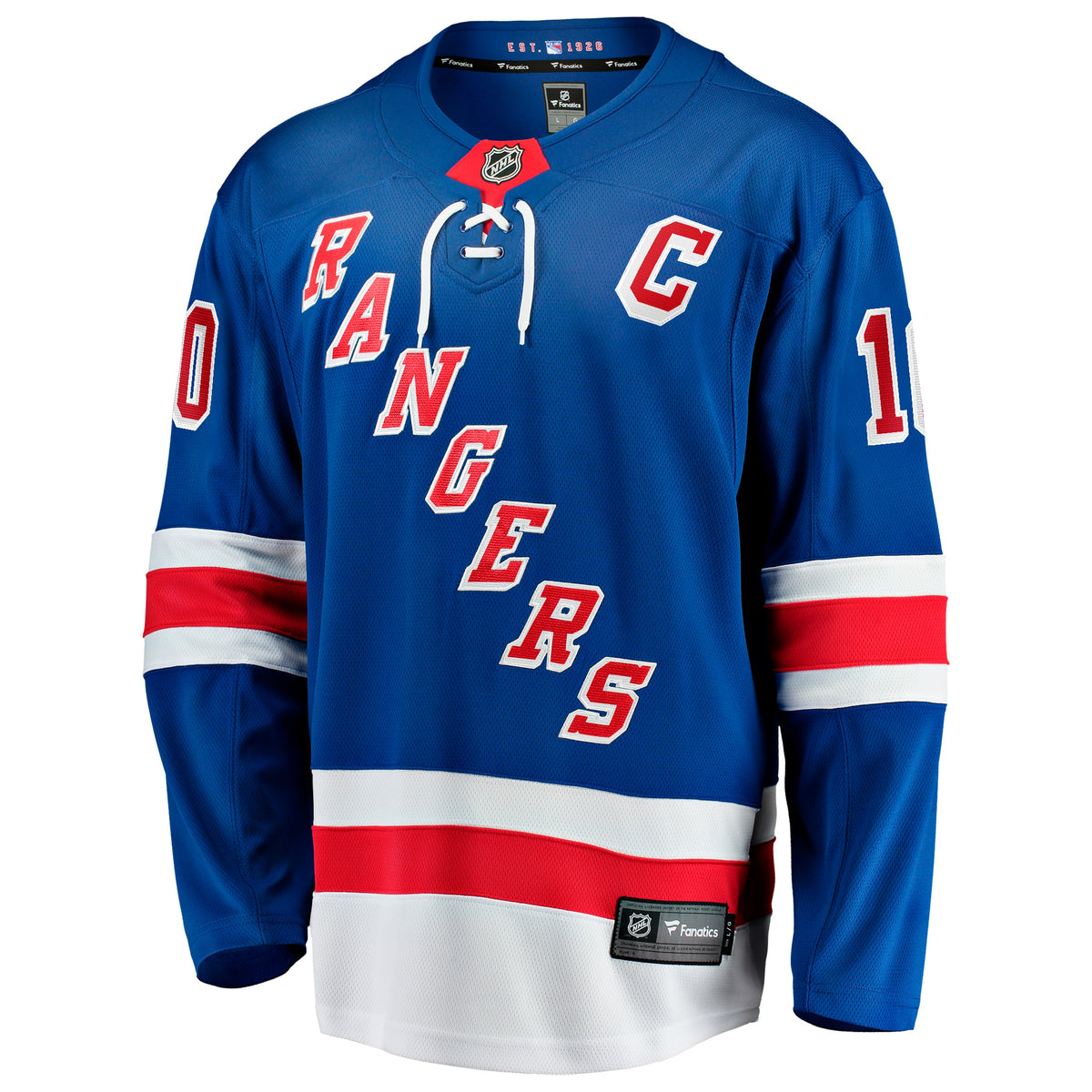 Men's New York Rangers JT Miller Fanatics Blue Home Captain's Patch Breakaway Jersey