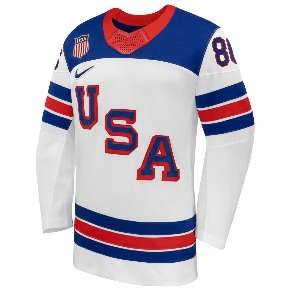 Men's Jack Hughes Nike White US Hockey 2026 Away Replica Jersey