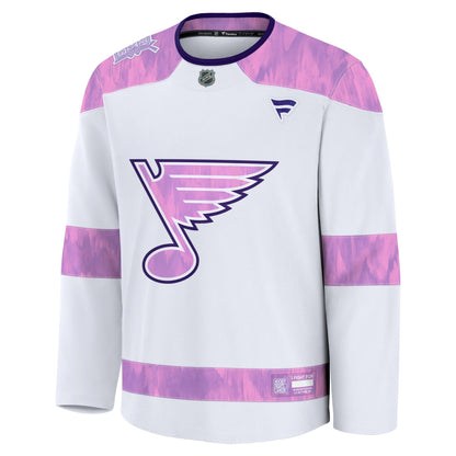 Men's St. Louis Blues Fanatics White Hockey Fights Cancer Survivor Practice Jersey
