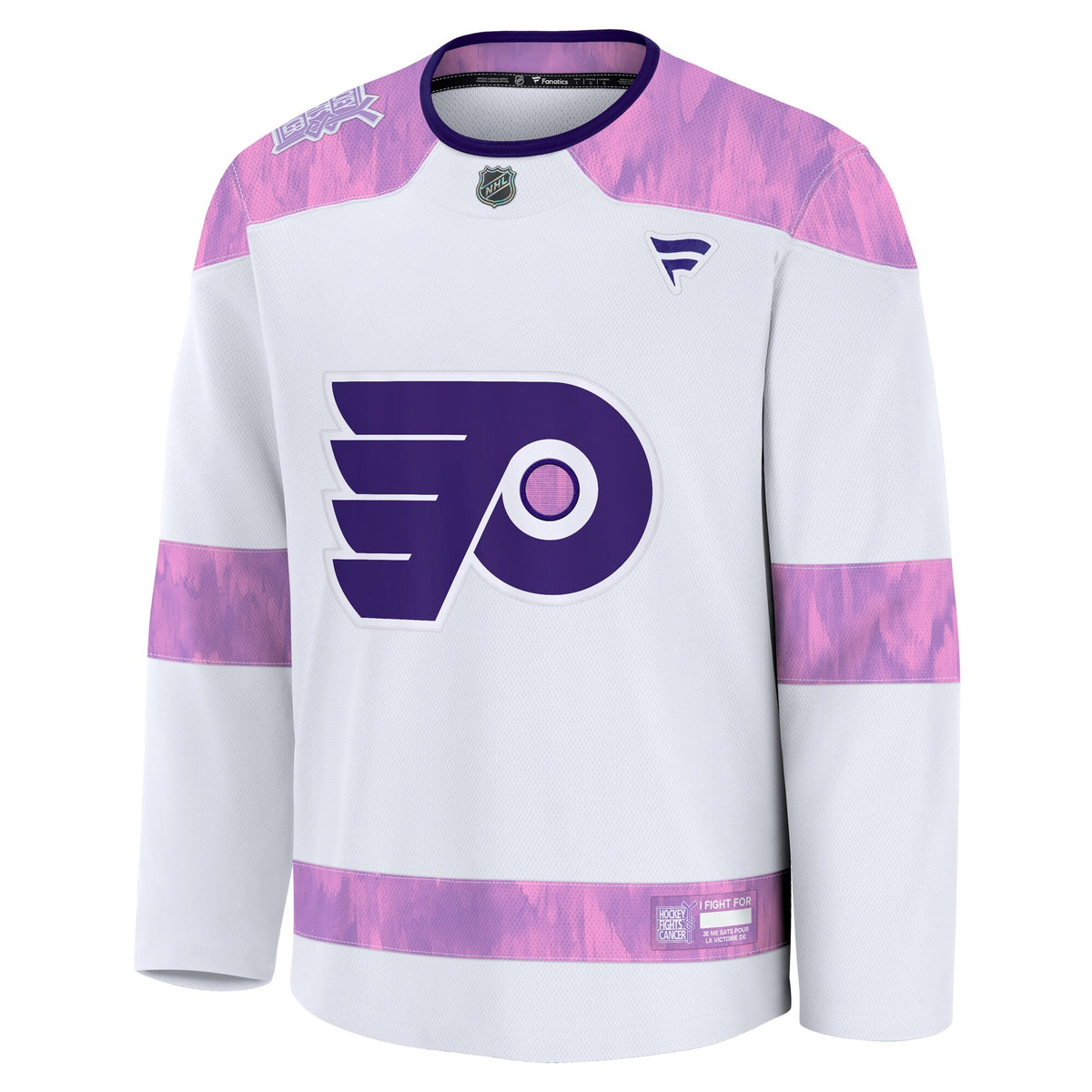 Men's Philadelphia Flyers Fanatics White 2024 Hockey Fights Cancer Practice Jersey