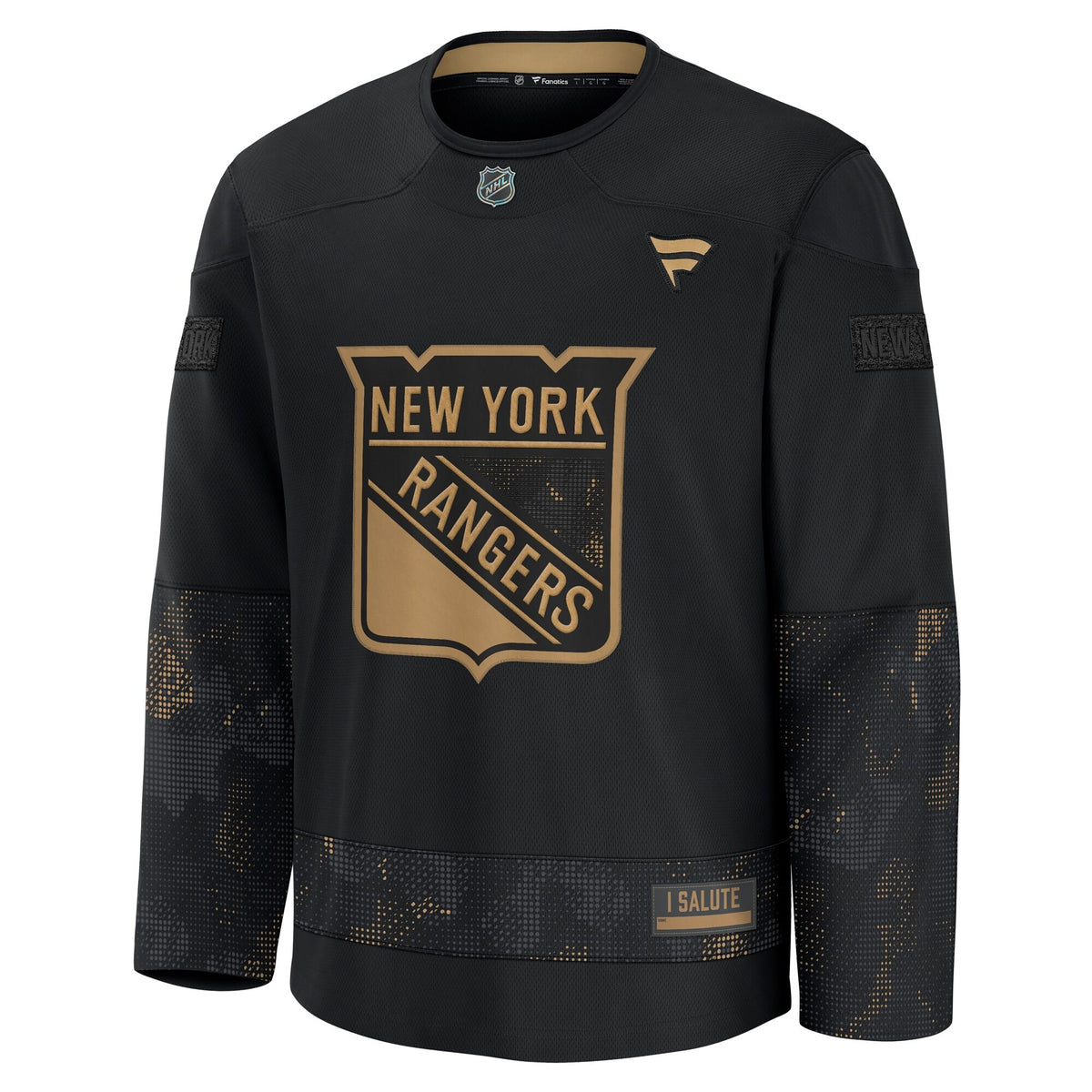 Men's New York Rangers Fanatics Black 2024 Military Appreciation Practice Jersey