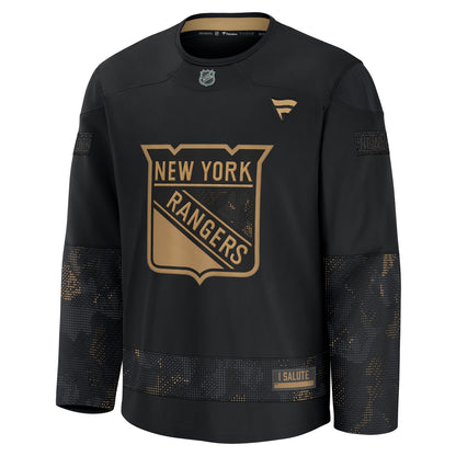 Men's New York Rangers Fanatics Black 2024 Military Appreciation Practice Jersey