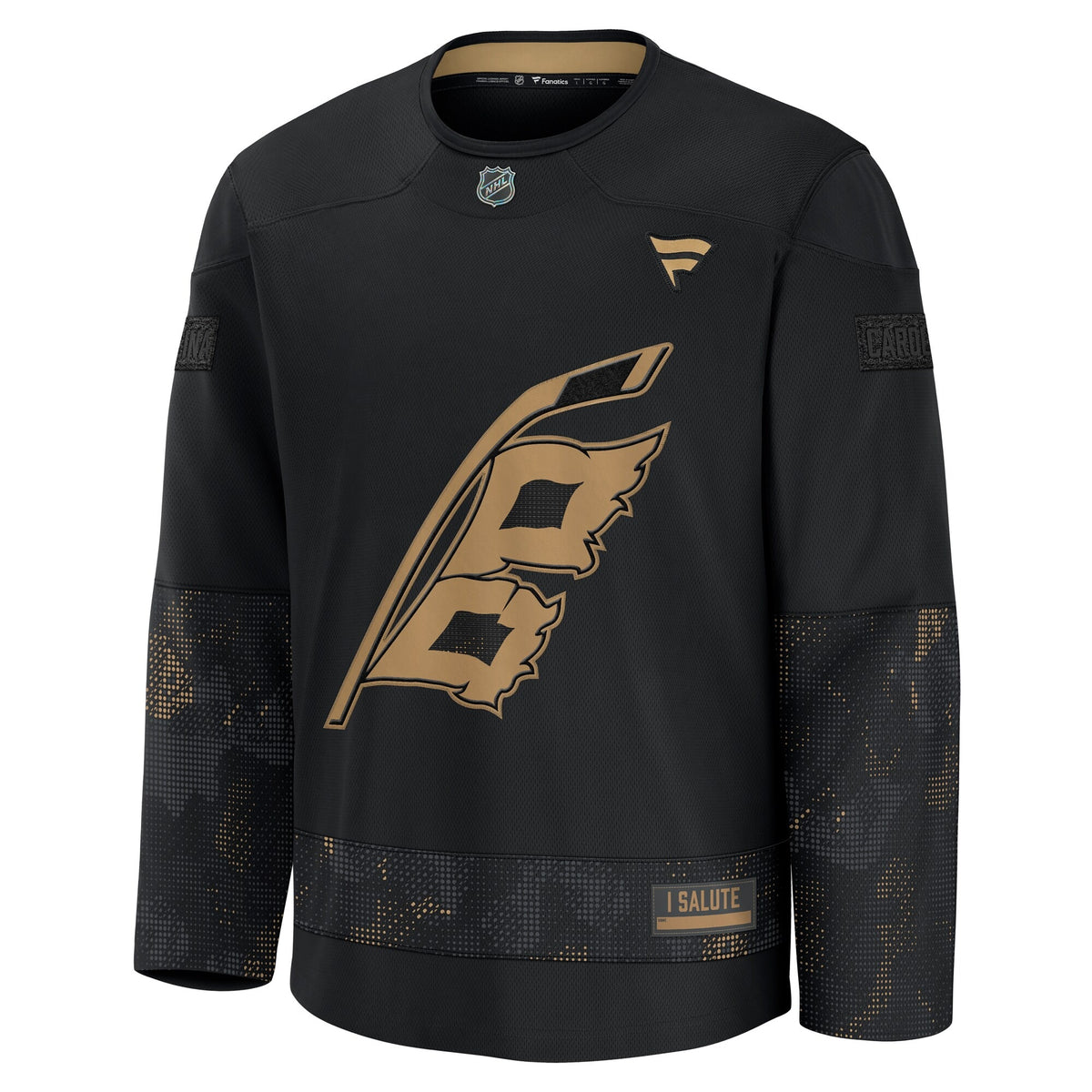 Men's Carolina Hurricanes Fanatics Black 2024 Military Appreciation Practice Jersey